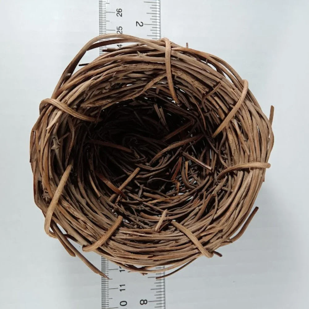 Blue Ceramic Bird in Wicker Nest - Decorative Home Accent
